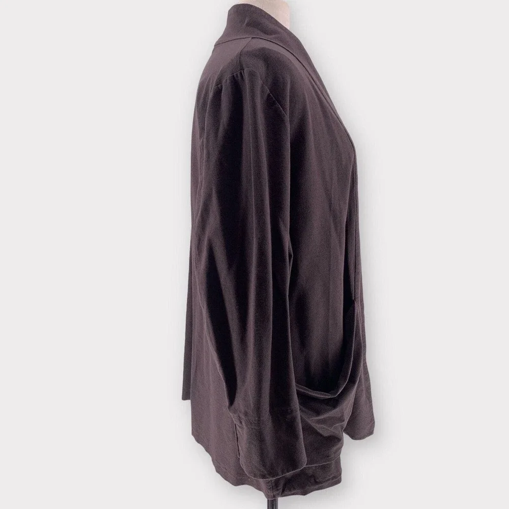 Eileen Fisher Stretch Crepe Open Long Blazer Brown XL - Picture 3 of 9